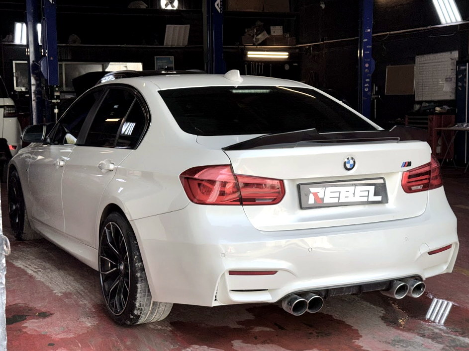 White BMW M3 completed after specialist repair work at Rebel Motorworks Dubai